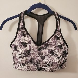 Victoria's Secret Black Lace Floral Sports Bra